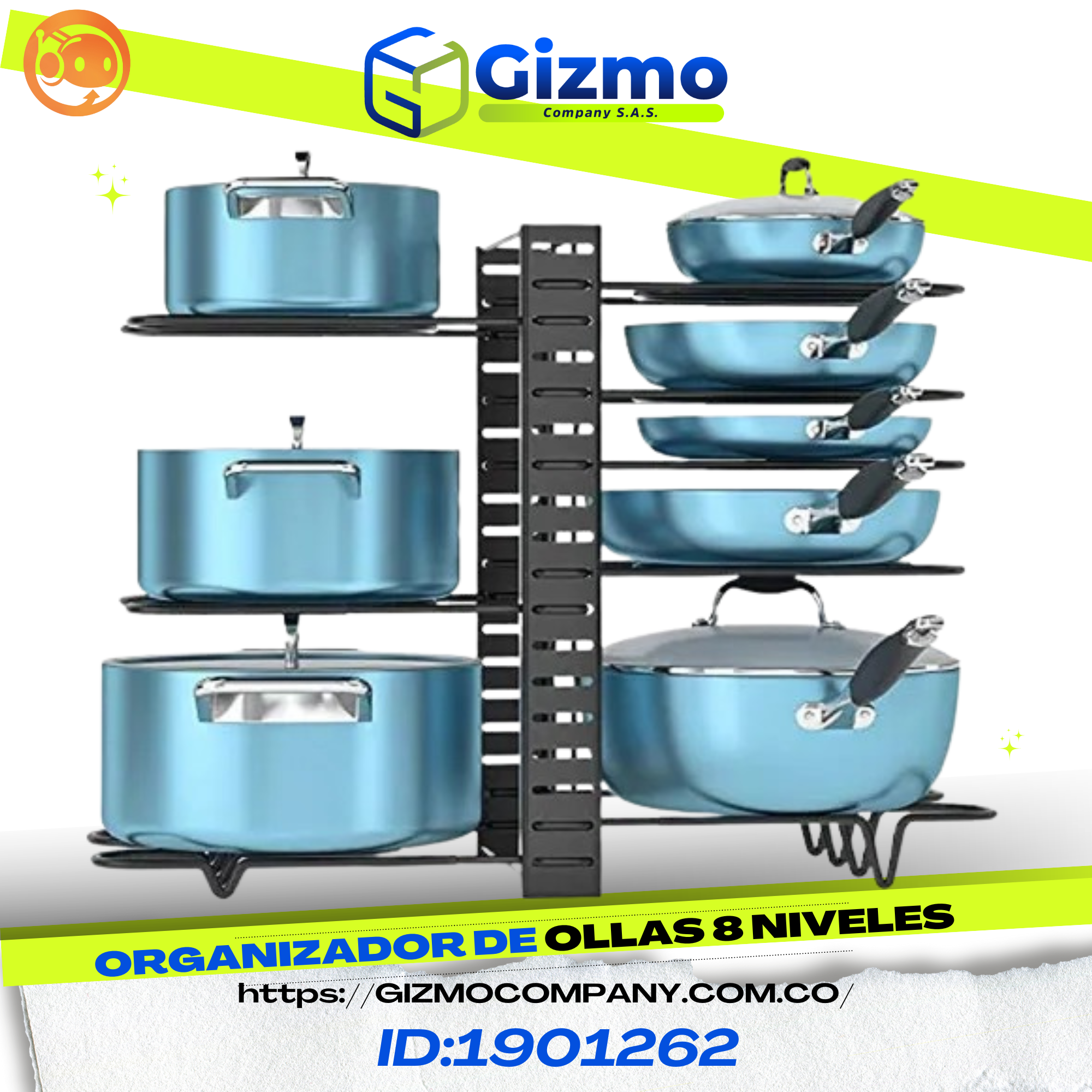 Organizador De Ollas y Sarten 8 Niveles